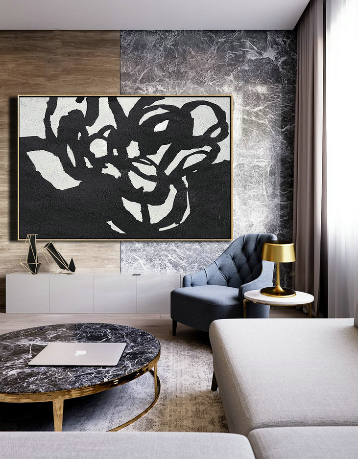 Abstract Paintings On Sale,Oversized Horizontal Minimal Art On Canvas,Xl Large Canvas Art #T6E5 - Click Image to Close